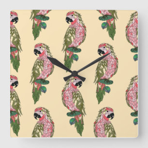 Reloj Cuadrado Loros del estilo de Zentangle