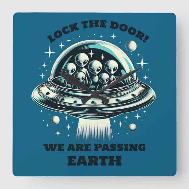 Reloj Cuadrado Los Alienígenas evitan que la Tierra encienda la l (Anverso)