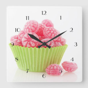 Reloj Cuadrado Los dulces sabrosos del caramelo de la frambuesa