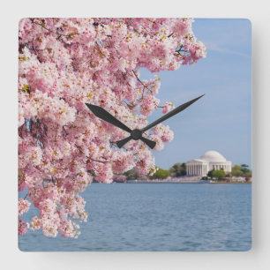 Reloj Cuadrado Los E.E.U.U., Washington DC, cerezo