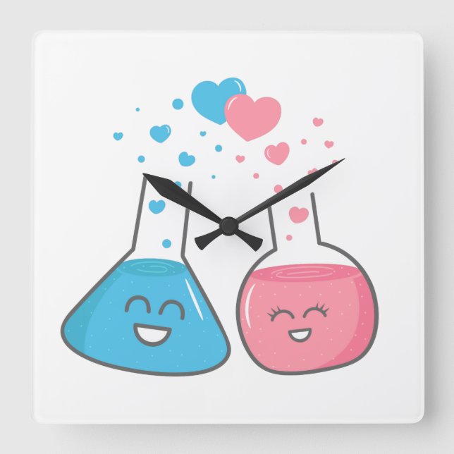 Reloj Cuadrado Los frascos del laboratorio en amor, tenemos (Anverso)