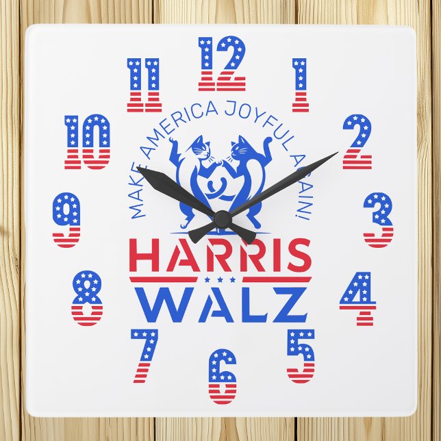 Reloj Cuadrado Los gatos bailando Harris Walz vuelven a hacer fel (Subido por el creador)