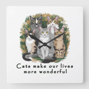 Reloj Cuadrado Los Gatos Hacen Nuestras Vidas Más Maravillosas Am
