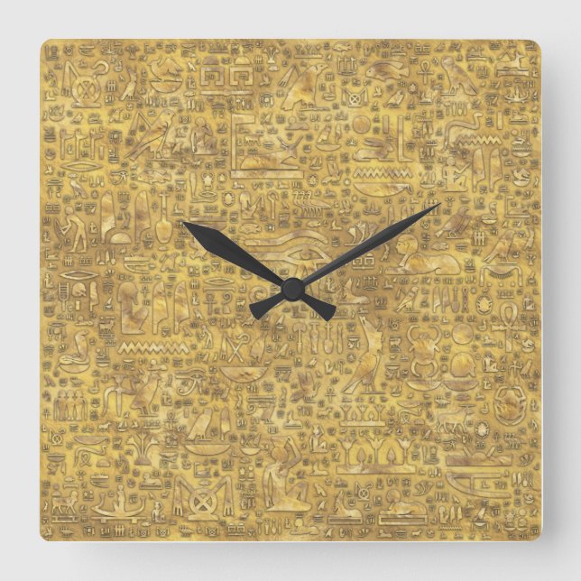 Reloj Cuadrado Los jeroglíficos egipcios de oro (Anverso)