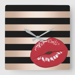 Reloj Cuadrado los labios rojos elegantes subió el modelo de las