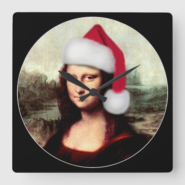 Reloj Cuadrado Los Navidades de Mona Lisa, Santa Hat (Anverso)