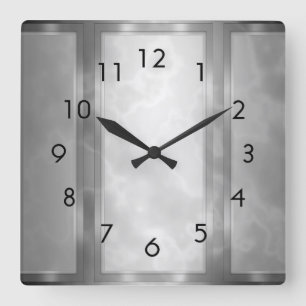 Reloj Cuadrado Los paneles negros del mármol del carbón de leñ