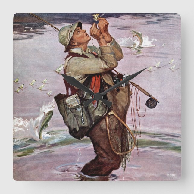 Reloj Cuadrado Los peces están saltando (Anverso)