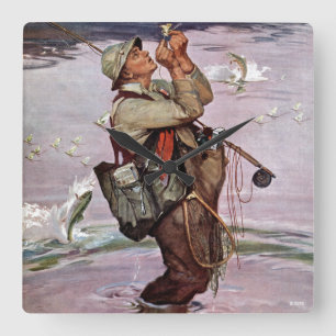 Reloj Cuadrado Los pescados están saltando