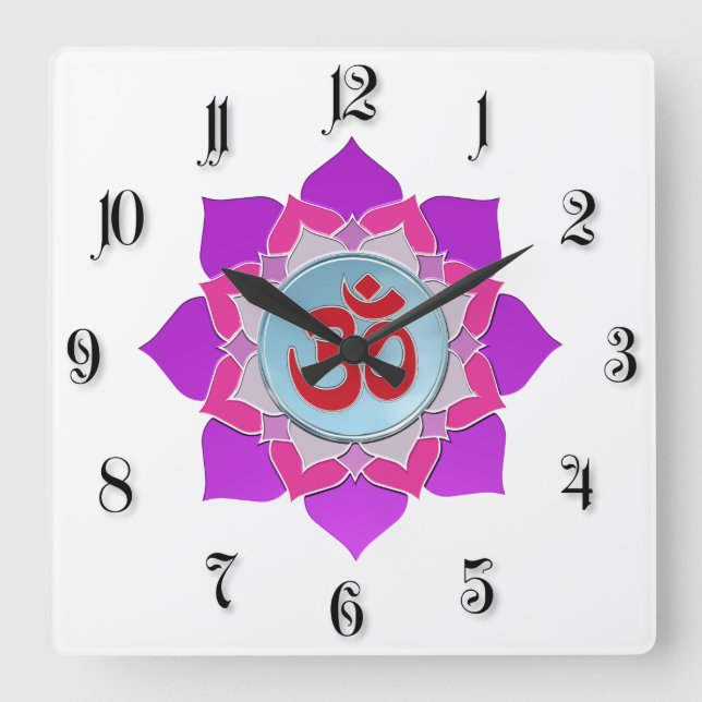 Reloj Cuadrado Loto rosa (Anverso)