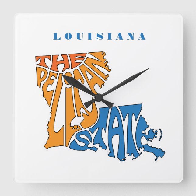 Reloj Cuadrado Louisiana Nickname Word Art (Anverso)
