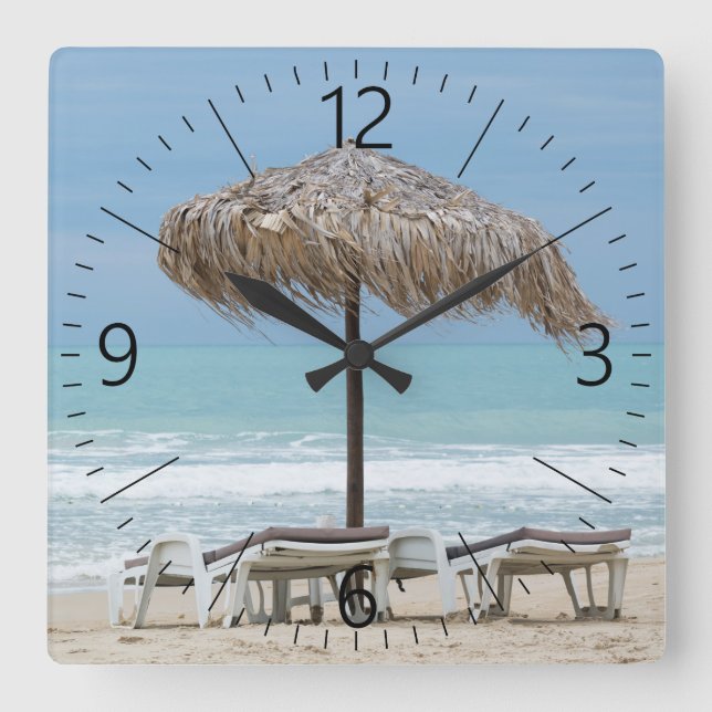 Reloj Cuadrado Lounges on the beach (Anverso)