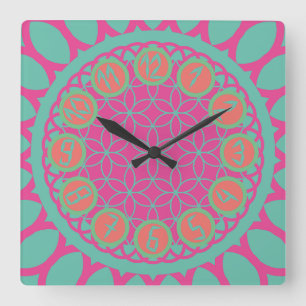 RELOJ CUADRADO LOVE ARAB GEOMETRIX COLORS BY MASANSER