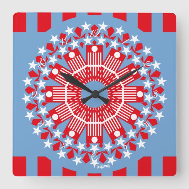 RELOJ CUADRADO LOVE CAROUSEL FLAG UNITED STATES BLUE BY MASANSER (Anverso)