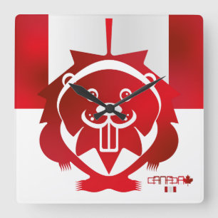 Reloj Cuadrado  LOVE Castor/ Maple Bandera Canada by Masanse