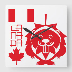 Reloj Cuadrado  LOVE Castor/ Maple Bandera Canada by Masanser