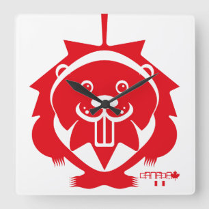 Reloj Cuadrado  LOVE Castor/ Maple Bandera Canada by Masanser