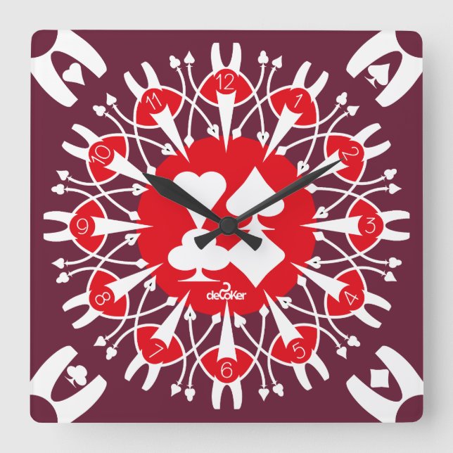 RELOJ CUADRADO LOVE DEC POKER DECORATIVE BY MASANSER (Anverso)