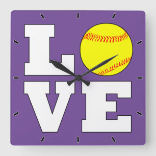 Reloj Cuadrado LOVE Fastpitch Personalizado Softball Equipo Depor