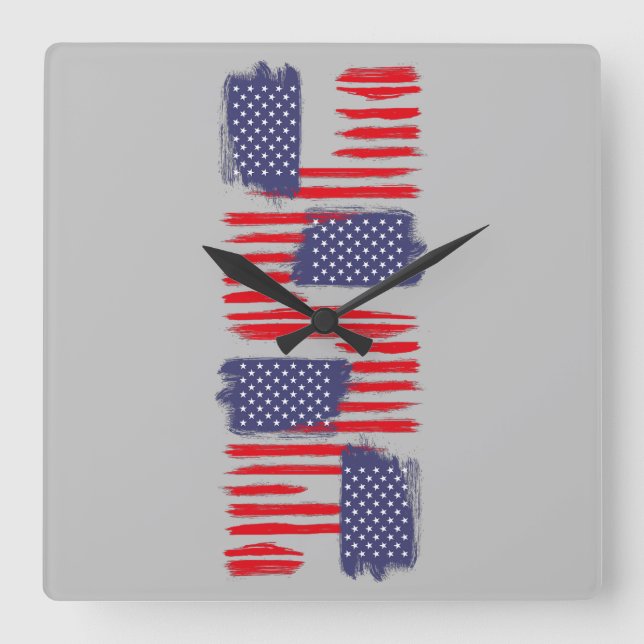 RELOJ CUADRADO LOVE FLAG USA/EEUU TEXT BRUSH STROKE BY MASANSER P (Anverso)