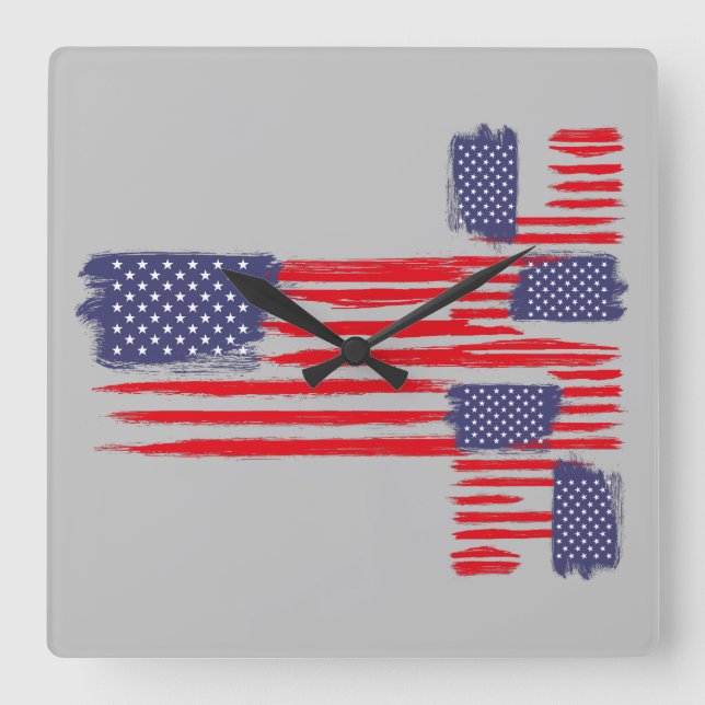 RELOJ CUADRADO LOVE FLAG USA/EEUU TEXT BRUSH STROKE BY MASANSER P (Anverso)