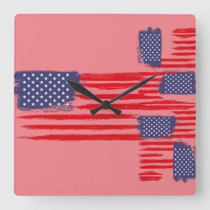RELOJ CUADRADO LOVE FLAG USA/EEUU TEXT BRUSH STROKE BY MASANSER P