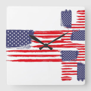 RELOJ CUADRADO LOVE FLAG USA/EEUU TEXT BRUSH STROKE BY MASANSER P