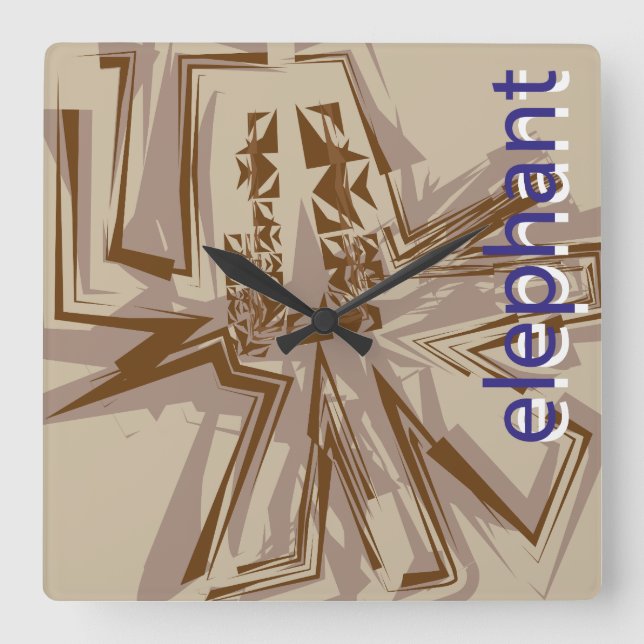 Reloj Cuadrado LOVE GEOMESKY ANIMALS elephant BY MASANSER (Anverso)