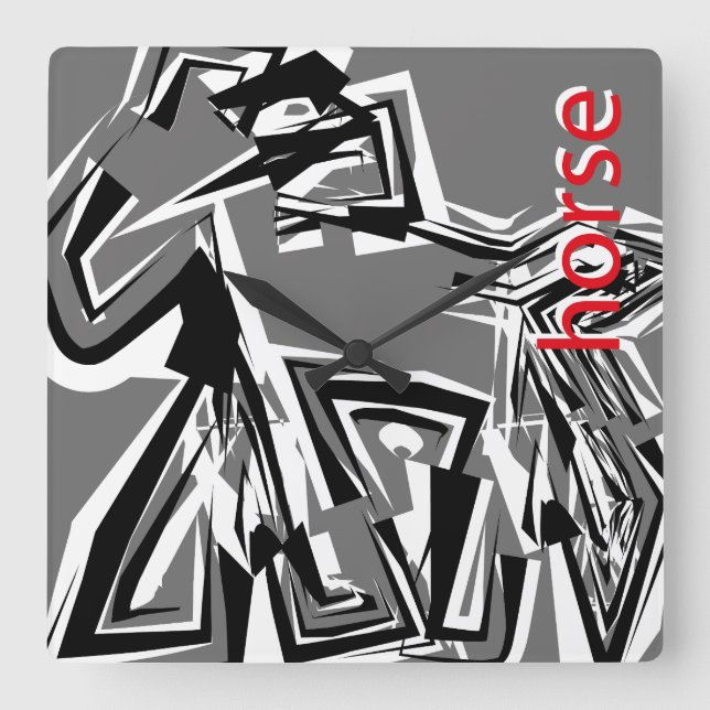 Reloj Cuadrado LOVE GEOMESKY ANIMALS horse BY MASANSER (Anverso)