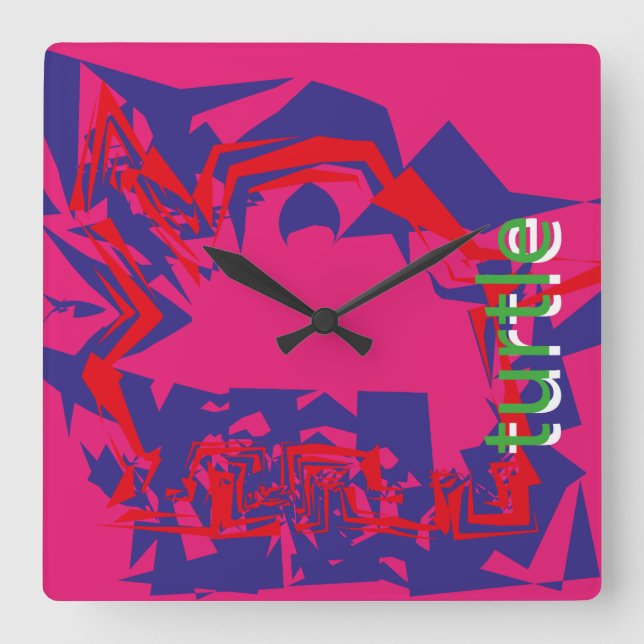 Reloj Cuadrado LOVE GEOMESKY ANIMALS turtle BY MASANSER (Anverso)