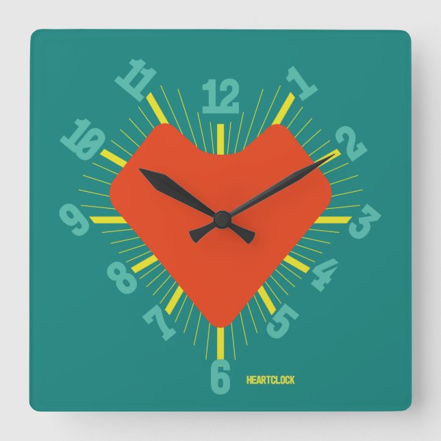 Reloj Cuadrado Love HEART TIME BY POP ART MASANSER PIXELAT (Anverso)