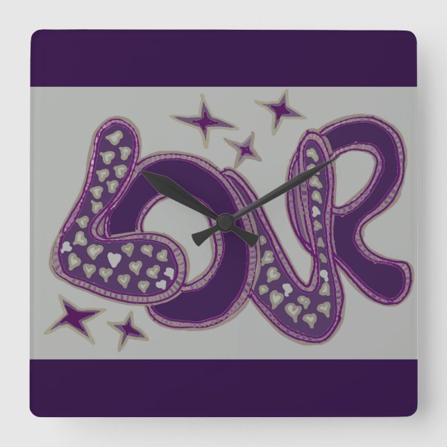 Reloj Cuadrado Love in 1960s style (Anverso)