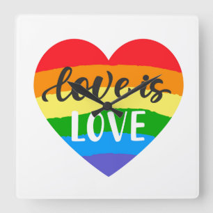 Reloj Cuadrado Love is Love Rainbow Heart