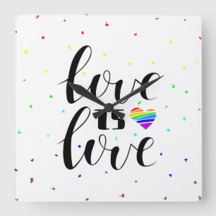 Reloj Cuadrado Love is Love Rainbow Hearts