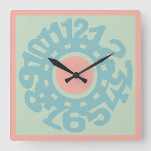 Reloj Cuadrado LOVE Original Numbers  Pastel colors by Masanser
