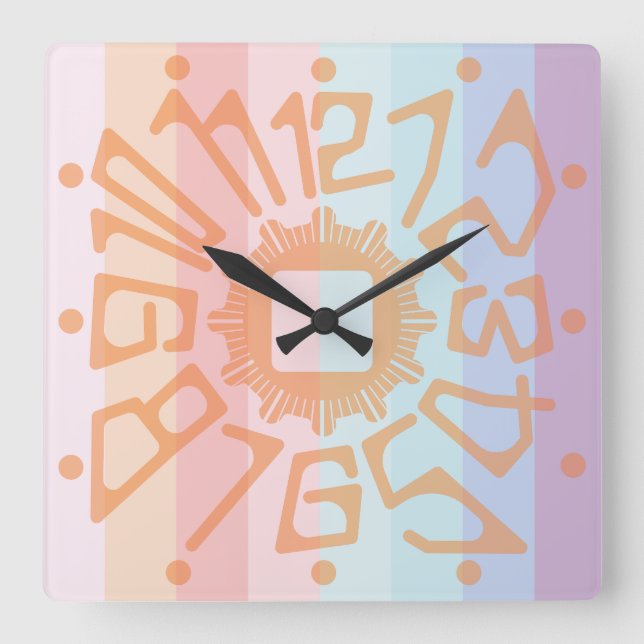Reloj Cuadrado Love PASTEL COLORS  by Masanser (Anverso)