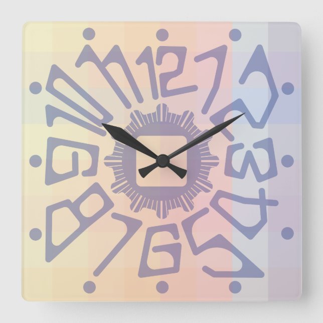 Reloj Cuadrado Love PASTEL COLORS  by Masanser (Anverso)