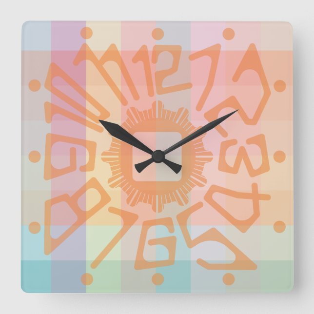 Reloj Cuadrado Love PASTEL COLORS  by Masanser (Anverso)