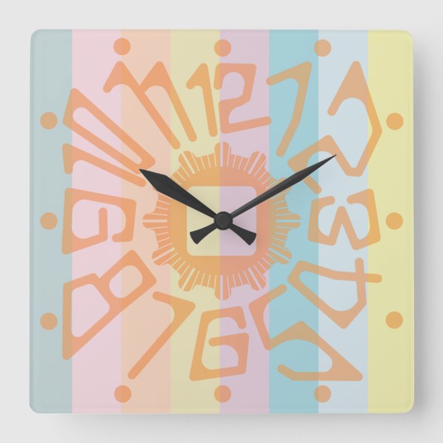 Reloj Cuadrado Love PASTEL COLORS  by Masanser (Anverso)