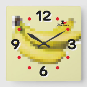 RELOJ CUADRADO LOVE PIXEL FRUIT BY MASANSER  BANANAS