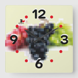 RELOJ CUADRADO LOVE PIXEL FRUIT BY MASANSER  GRAPES