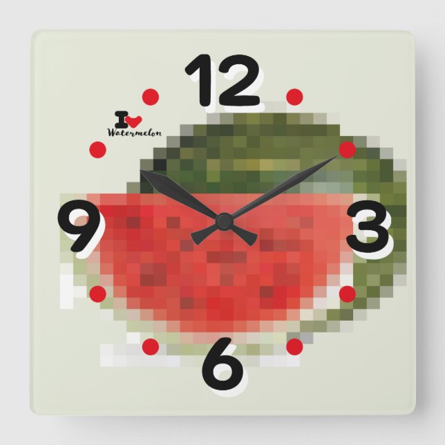RELOJ CUADRADO LOVE PIXEL FRUIT BY MASANSER  WATERMELON (Anverso)