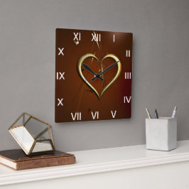Reloj Cuadrado Love Shards of Gold Clock