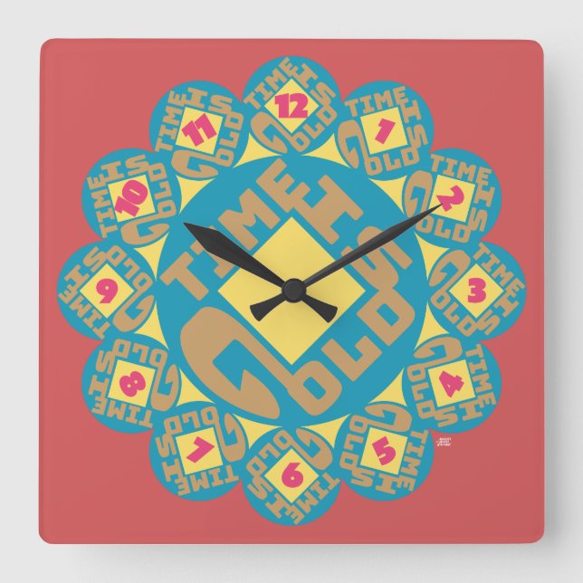 RELOJ CUADRADO LOVE TIME IS GOLD BY MASANSER (Anverso)