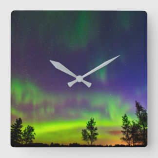 Reloj Cuadrado Luces boreales | Manitoba Canadá