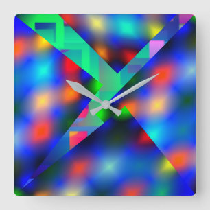 Reloj Cuadrado Luces borrosas de color, abstractas envueltas