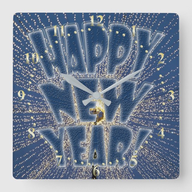 Reloj Cuadrado Luces de Año Nuevo (Anverso)