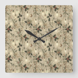 Reloj Cuadrado Luces de Hadas, Bosque Brillante
