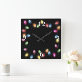 Reloj Cuadrado Luces de Navidades coloridas