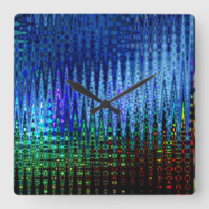 Reloj Cuadrado "Luces lunares"-reloj abstracto azul